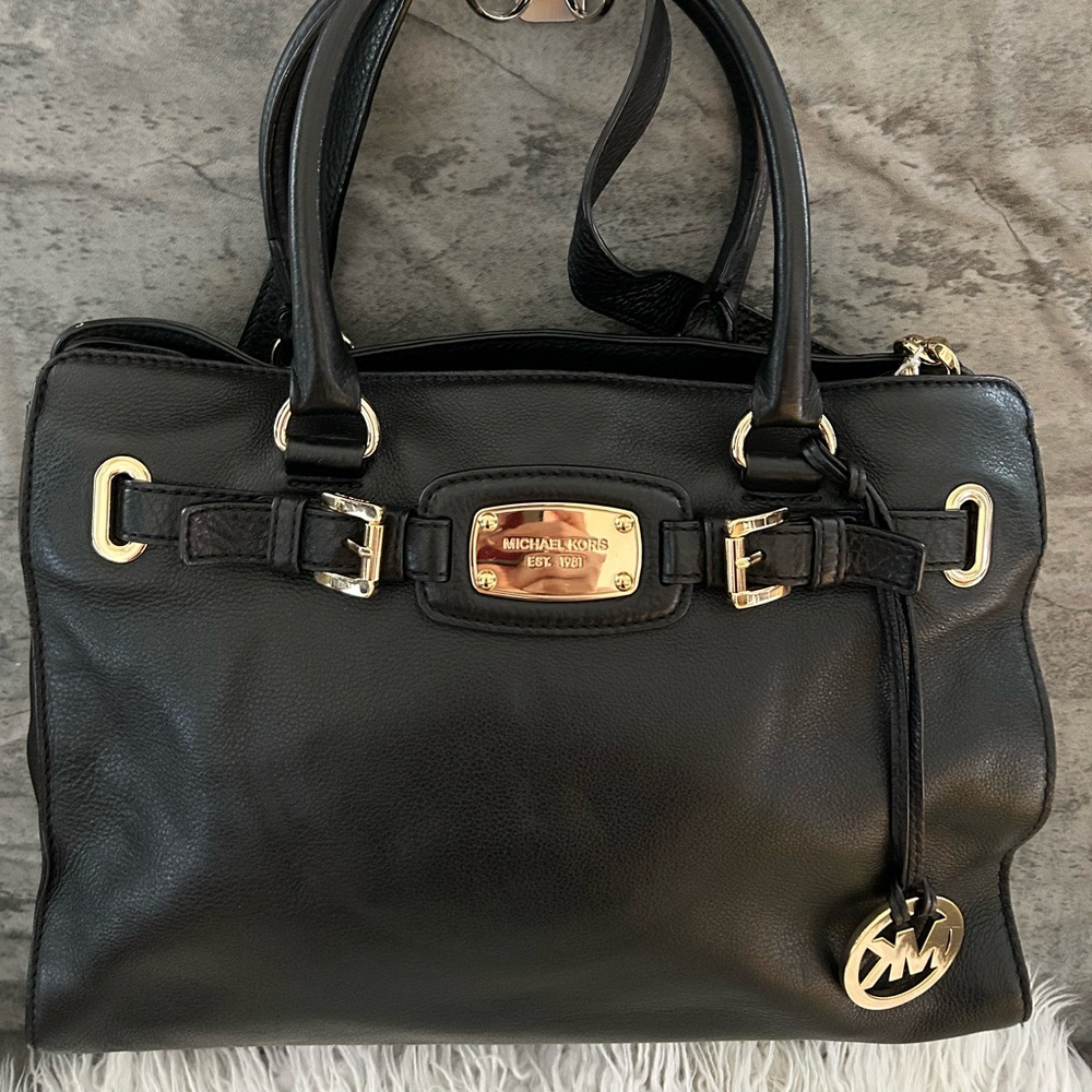 Michael Kors Black Satchel with Gold Accents